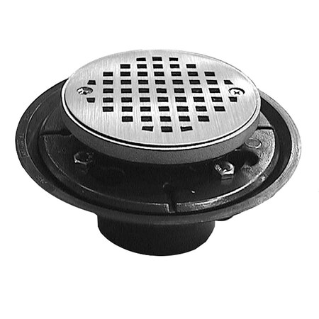 2 In. X 3 In. ABS Shower Drain/Floor Drain With 4 In. Nickel Bronze Cast Round Strainer With Ring